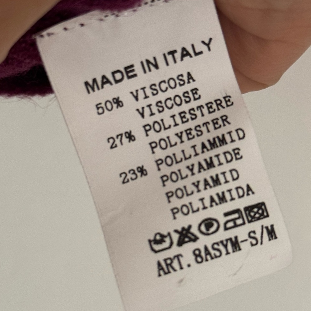 Jaki London Assymetrical Red Violet Seamless Knit Sweater - S/M - Made in Italy - Picture 4 of 8